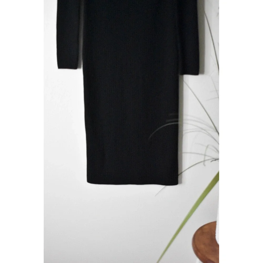Michael Kors Sweater Dress Womens Large Black Modern Off-Shoulder Ribbed Knit